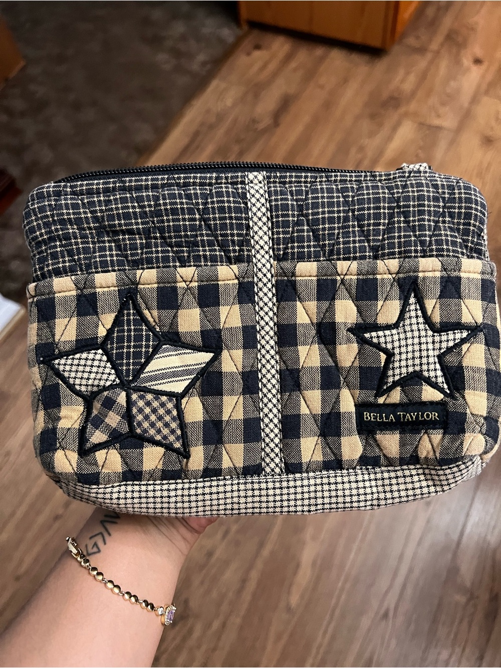 Bella Taylor Navy and Cream Quilted Star Crossbody Bag
